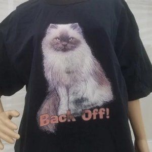 Vintage 90s Kitty Cat "Back Off" Graphic T-Shirt - See Video